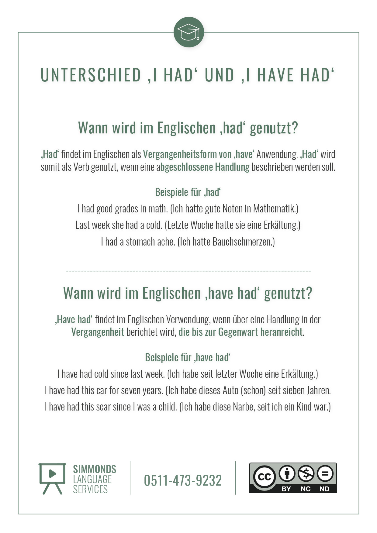 infografik unterschied i had i have had